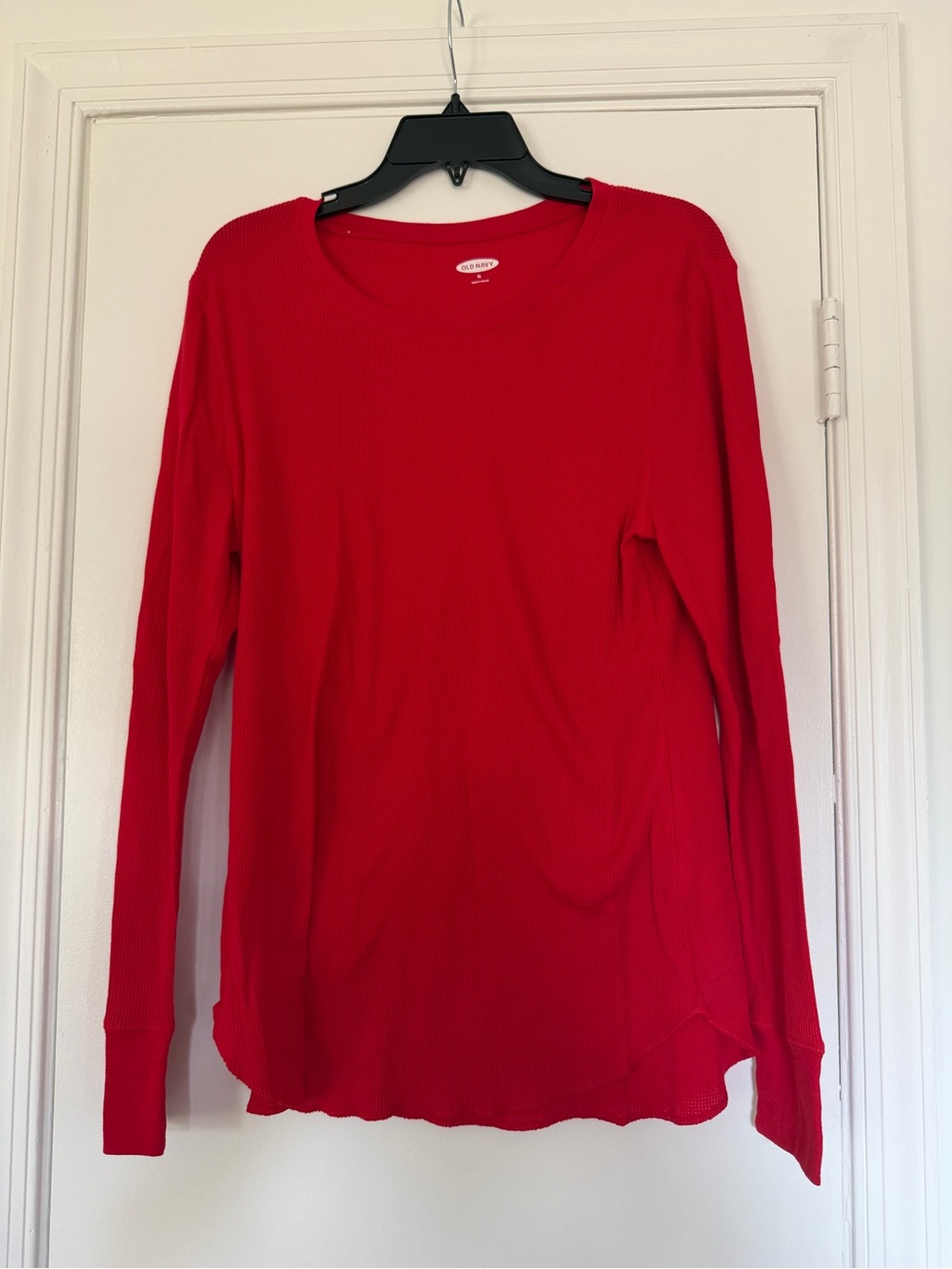 Old Navy Women’s Long Sleeve Red Waffle Shirt (Pajama Top)